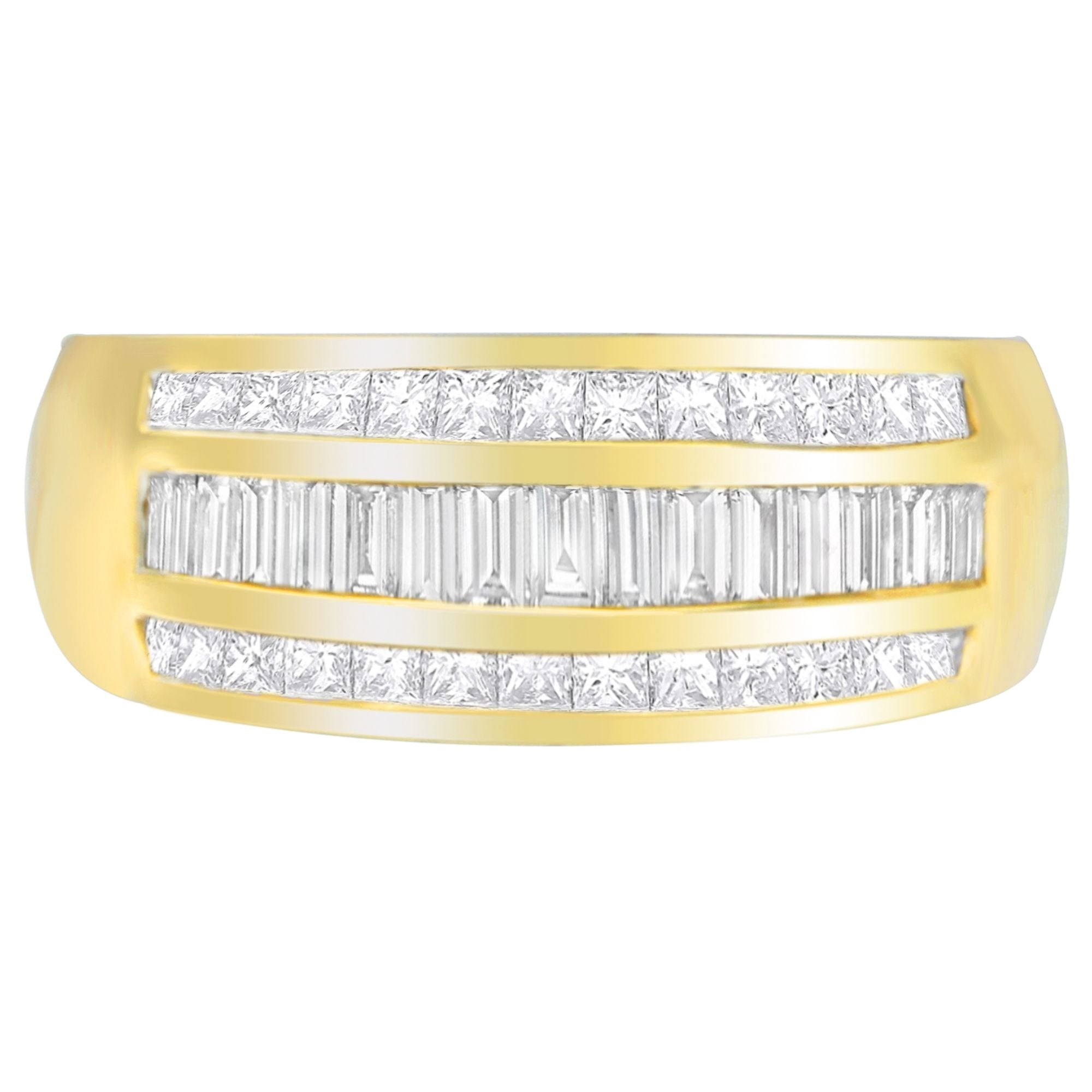 14K Yellow Gold 1ct. TDW Princess and Baguette-Cut Diamond Ring(H-I, SI1-SI2)