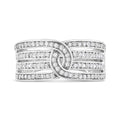 .925 Sterling Silver 1/2 Carat Total Weight Diamond Multi-Row Bypass Band Ring (I-J Color, I3 Clarity) - Size 7