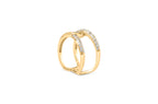 18K Yellow Gold Plated Sterling Silver 1/4 Cttw Diamond Open Crossover Band Ring