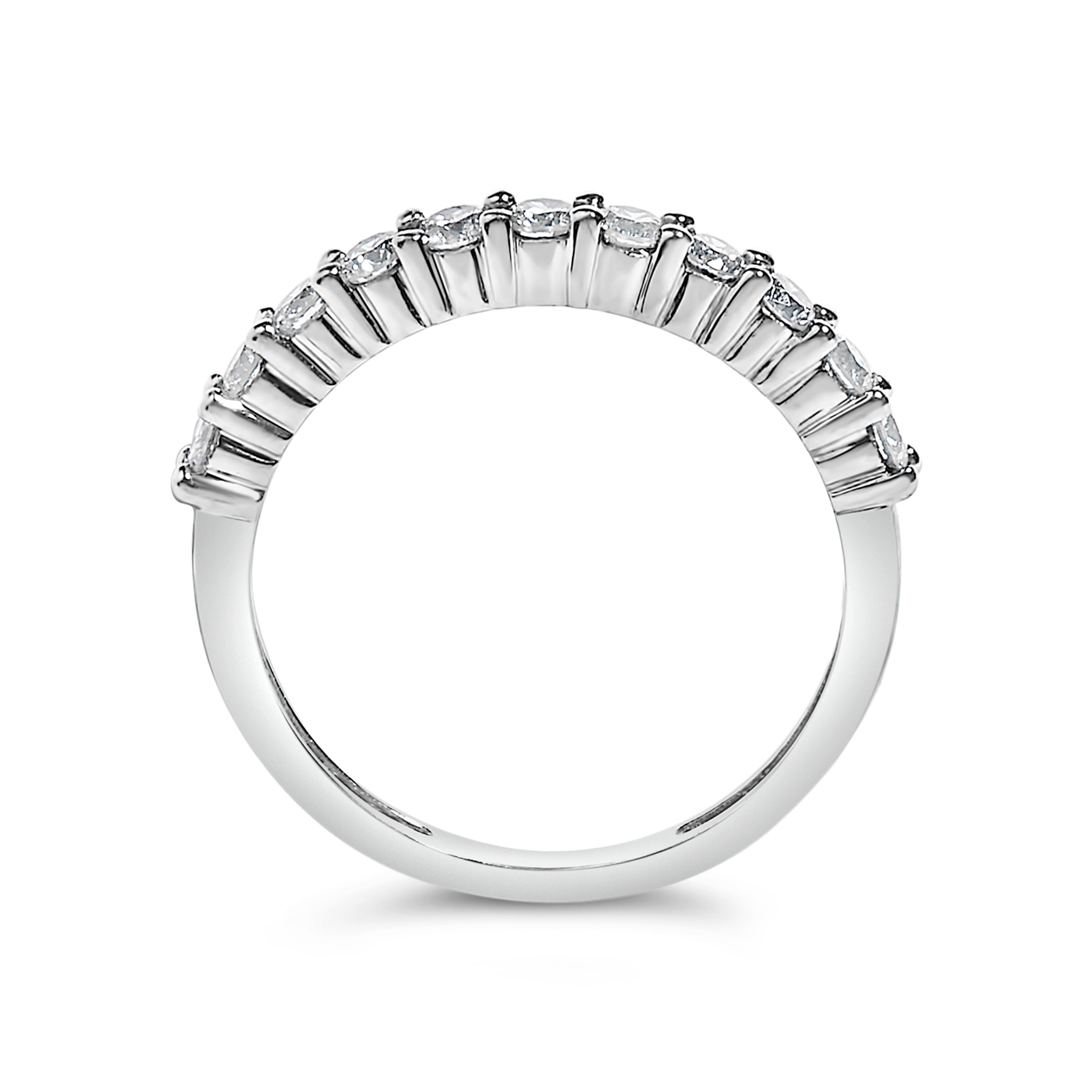 IGI Certified 1/2 Cttw Diamond 10K White Gold Prong Set Fluted Band Style Ring (I-J Color, I2-I3 Clarity) - Size 7