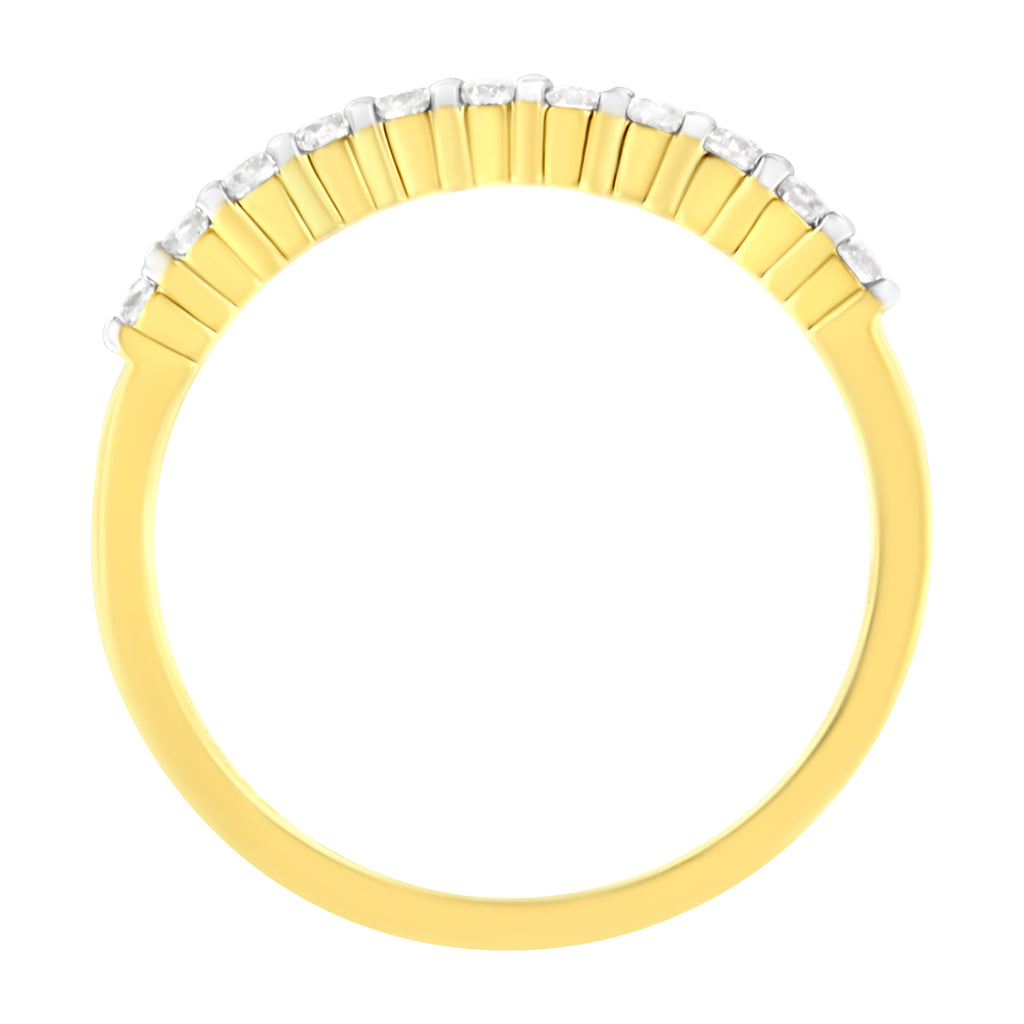 IGI Certified 1/4 Carat Total Weight Diamond 10K Yellow Gold Prong Set Fluted Band Style Ring (I-J Color, I2-I3 Clarity) - Size 7