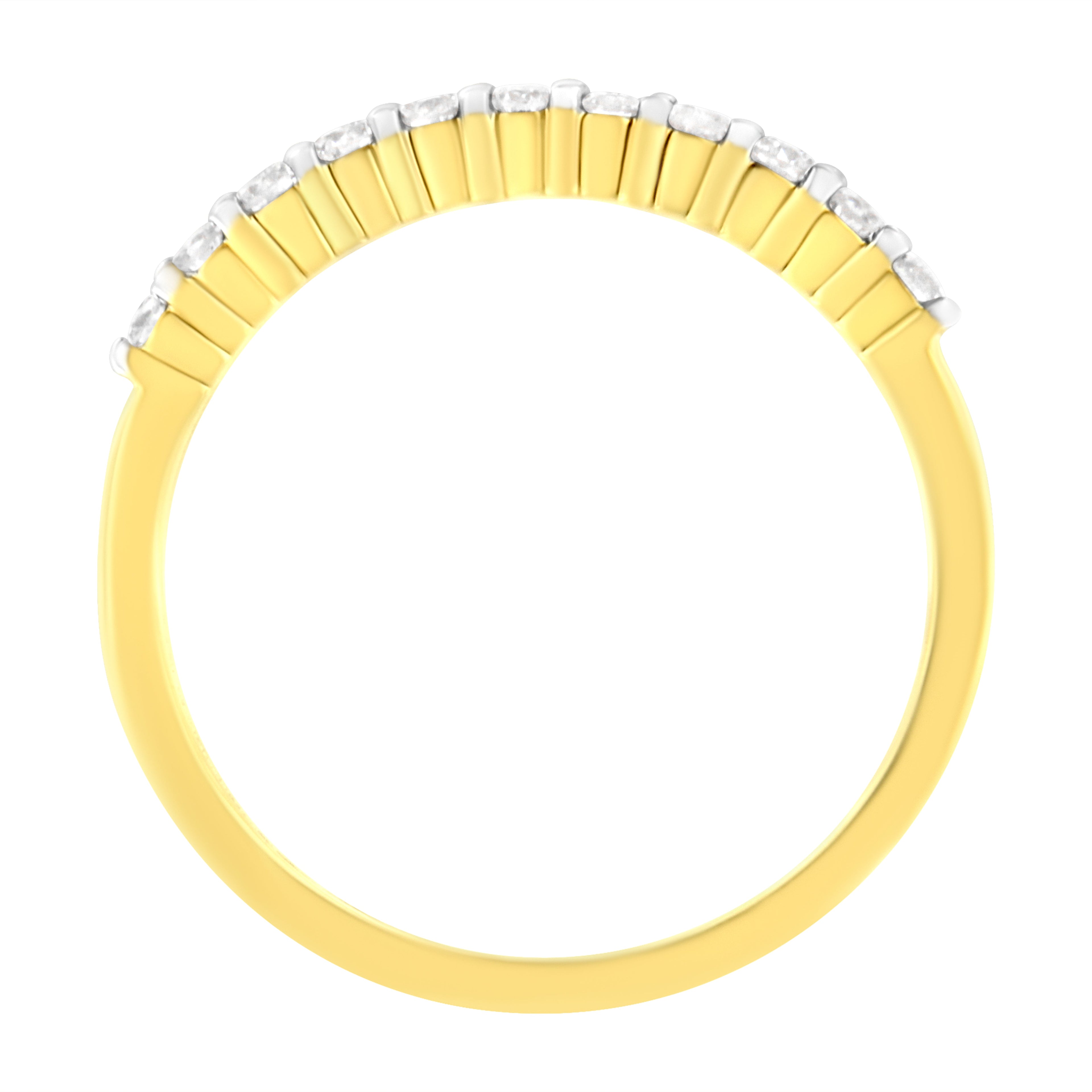IGI Certified 1/4 Carat Total Weight Diamond 10K Yellow Gold Prong Set Fluted Band Style Ring (I-J Color, I2-I3 Clarity) - Size 7