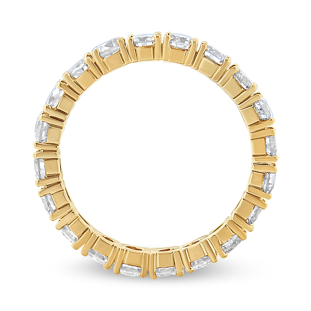 14K Yellow Gold 2.00 Carat Total Weight Shared Prong Set Round Cut Diamond Eternity Band (J-K Color, VS1-VS2 Clarity) - Ring Size 6.75
