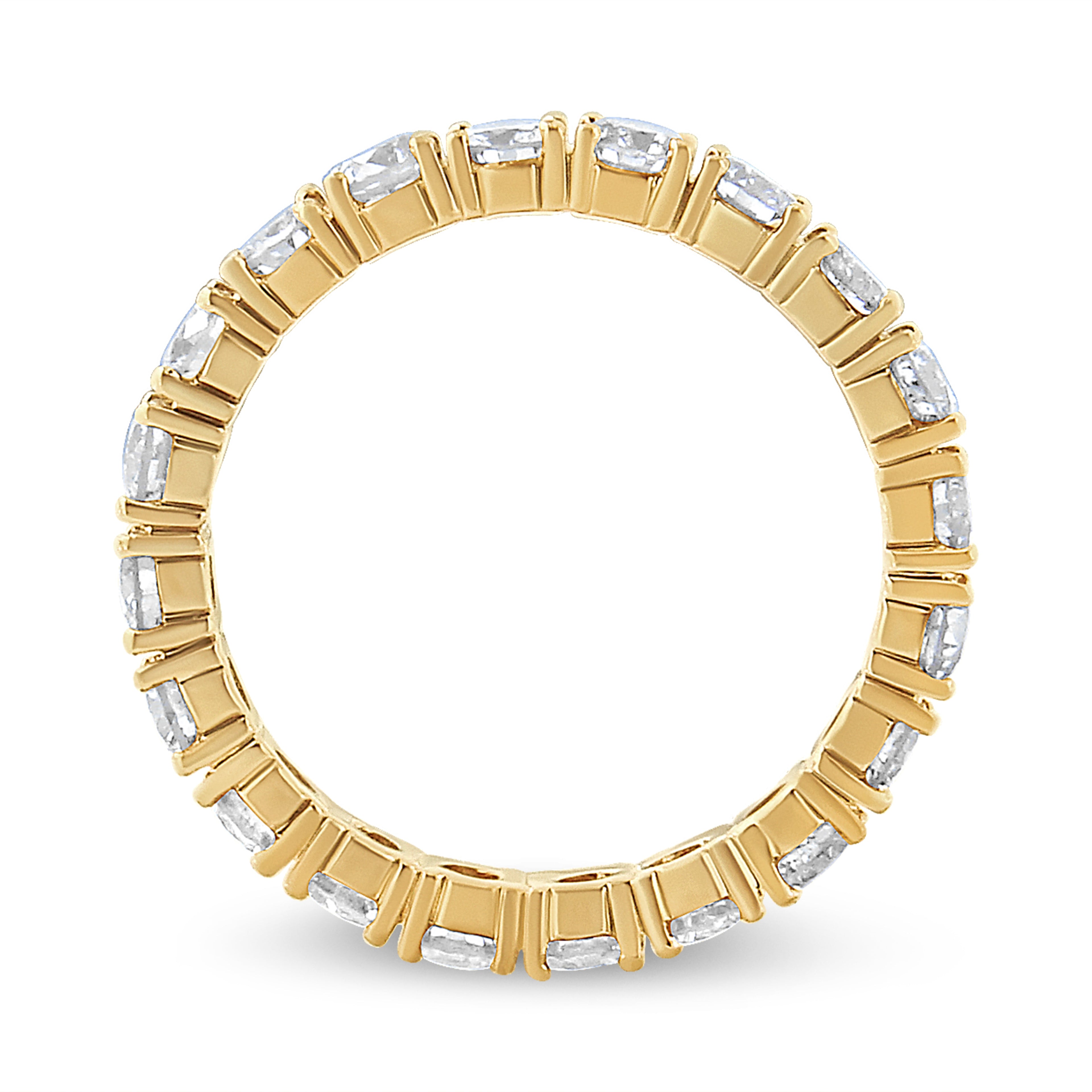 14K Yellow Gold 2.00 Carat Total Weight Shared Prong Set Round Cut Diamond Eternity Band (J-K Color, VS1-VS2 Clarity) - Ring Size 6.75