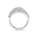 10K White Gold 1 1/2 Cttw Princess Diamond Swirl Design Cocktail Ring