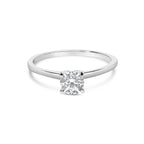 14K White Gold 1/2 Carat Total Weight Round Lab Grown Diamond 4 Prong Solitaire Engagement Ring (F-G Color, VS2-SI1 Clarity) - Size 7