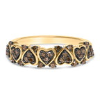 10K Yellow Gold Plated .925 Sterling Silver 1/3 cttw Natural Diamond Band Ring - Size 7