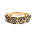 10K Yellow Gold Plated .925 Sterling Silver 3/8 Cttw Champagne Diamond Lattice Work Band Ring - Size 7
