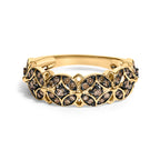 10K Yellow Gold Plated .925 Sterling Silver 3/8 Cttw Champagne Diamond Lattice Work Band Ring - Size 7