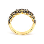 10K Yellow Gold Plated Sterling Silver 1.0 Cttw Brown Diamond Scalloped Motif Band Ring