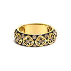 10K Yellow Gold Plated Sterling Silver 1/2 Cttw Champagne Diamond Star Motif Band Ring