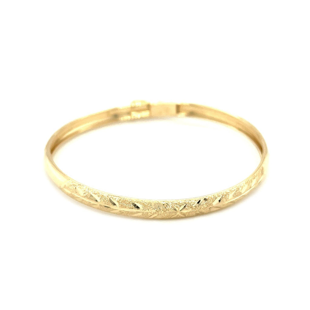 10k Yellow Gold Dome Children's Diamond Cut Florentine Bangle