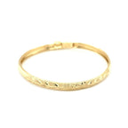 10k Yellow Gold Dome Children's Diamond Cut Florentine Bangle