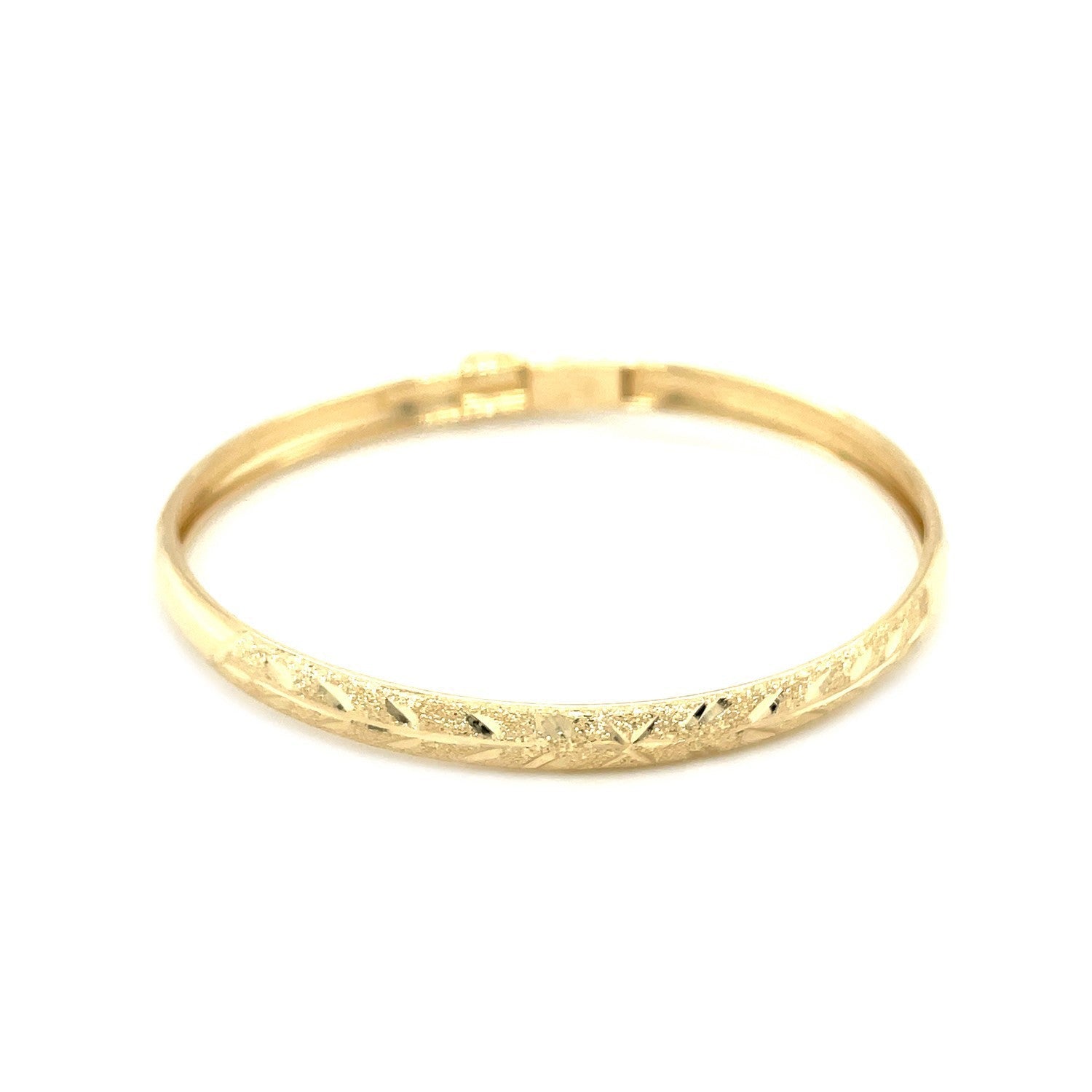 10k Yellow Gold Dome Children's Diamond Cut Florentine Bangle