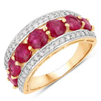 3.24 Carat Genuine Ruby and White Diamond 14K Yellow Gold Ring
