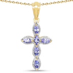 14K Yellow Gold Plated 0.84 Carat Genuine Tanzanite .925 Sterling Silver Pendant