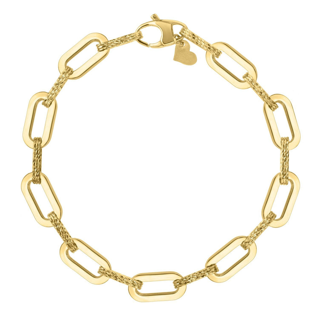 14k Yellow Gold Diamond Paperclip Chain Bracelet (7.00 mm)
