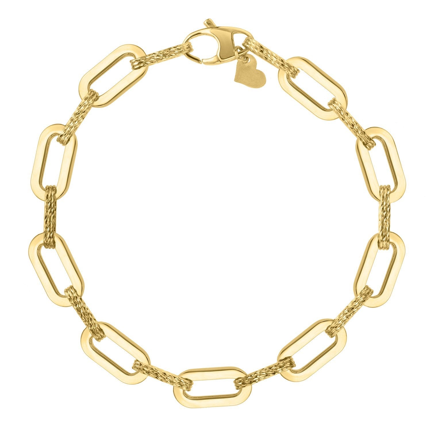 14k Yellow Gold Diamond Paperclip Chain Bracelet (7.00 mm)