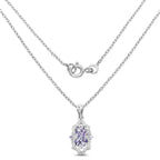 1.03 Carat Genuine Tanzanite & White Topaz .925 Sterling Silver Pendant