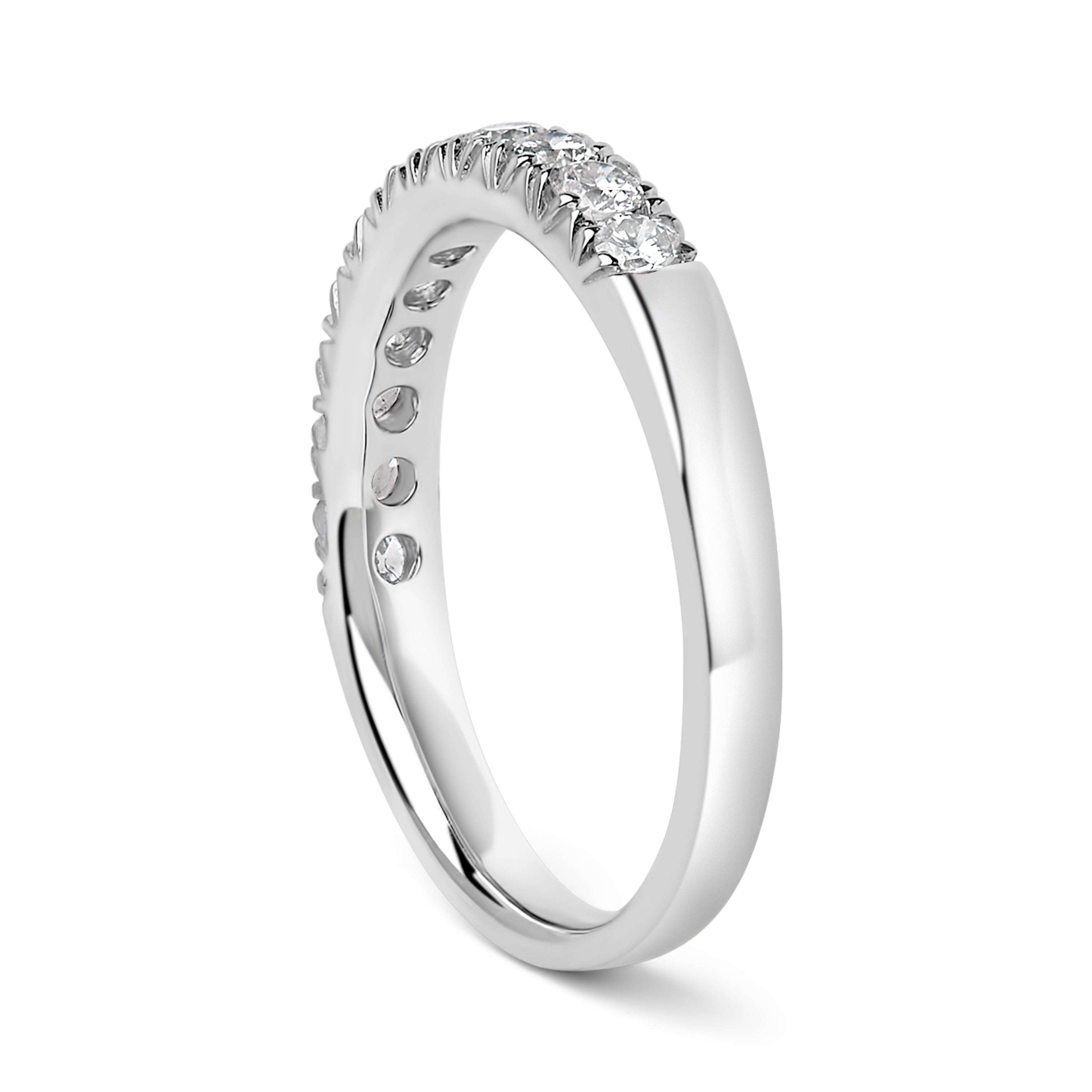 14K White Gold 1/2 Cttw Round Diamond 11 Stone Classic Band