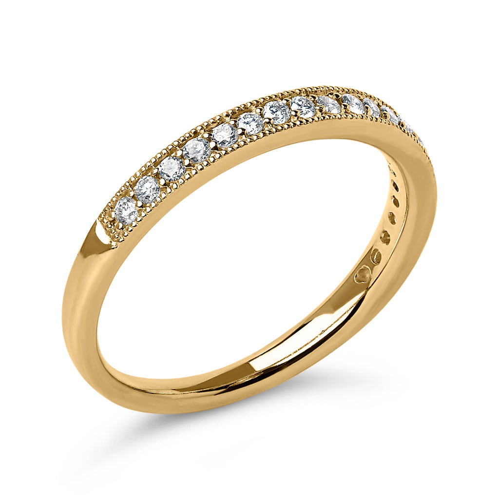 14K Yellow Gold 1/4 Carat Total Weight Round Diamond Milgrain Wedding Band (I-J Color, SI2-I1 Clarity) - Size 6.5