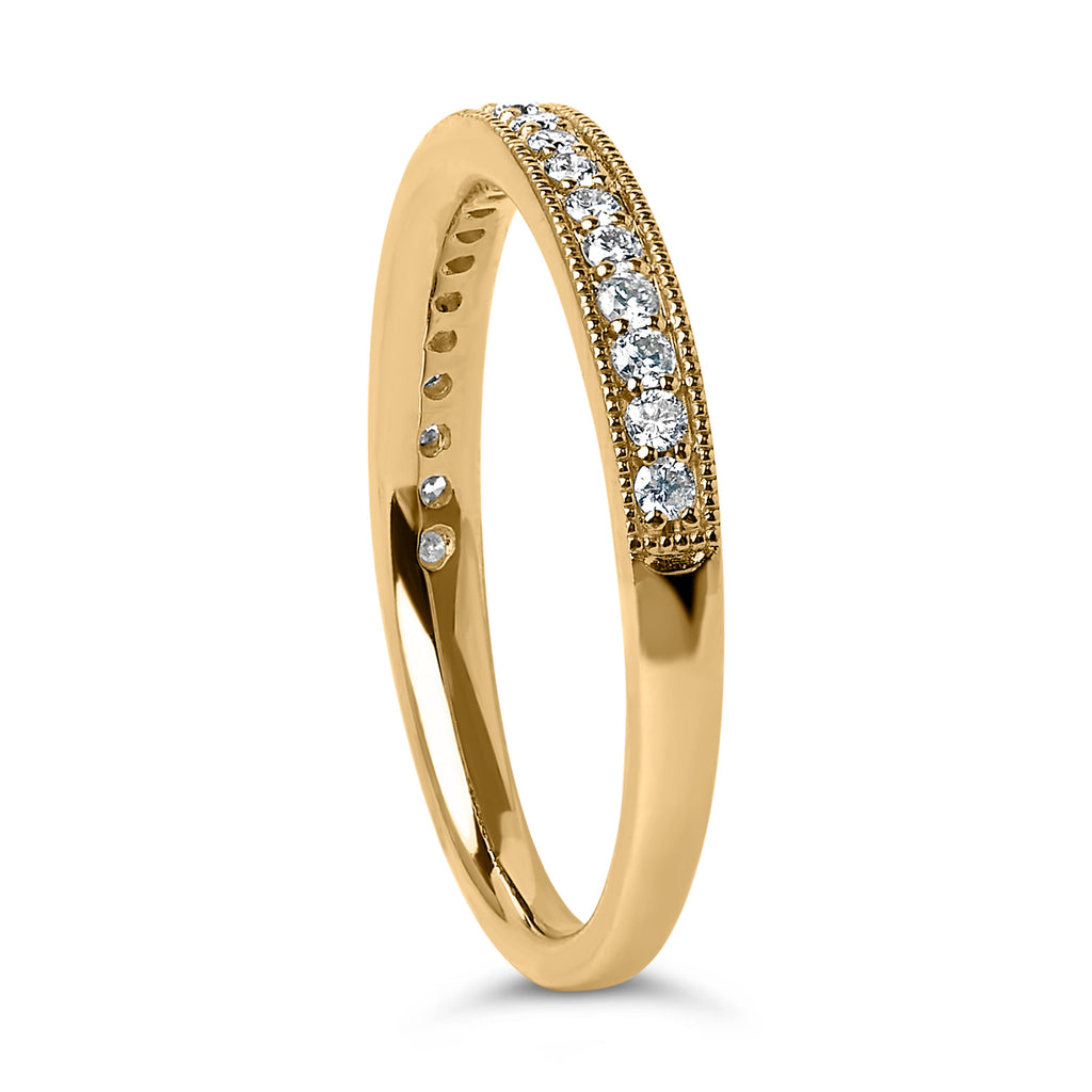 14K Yellow Gold 1/4 Carat Total Weight Round Diamond Milgrain Wedding Band (I-J Color, SI2-I1 Clarity) - Size 6.5