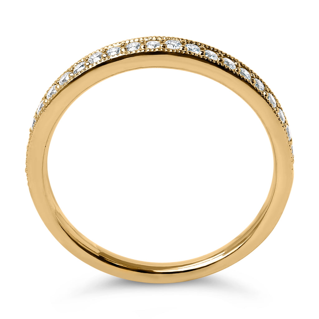 14K Yellow Gold 1/4 Carat Total Weight Round Diamond Milgrain Wedding Band (I-J Color, SI2-I1 Clarity) - Size 6.5