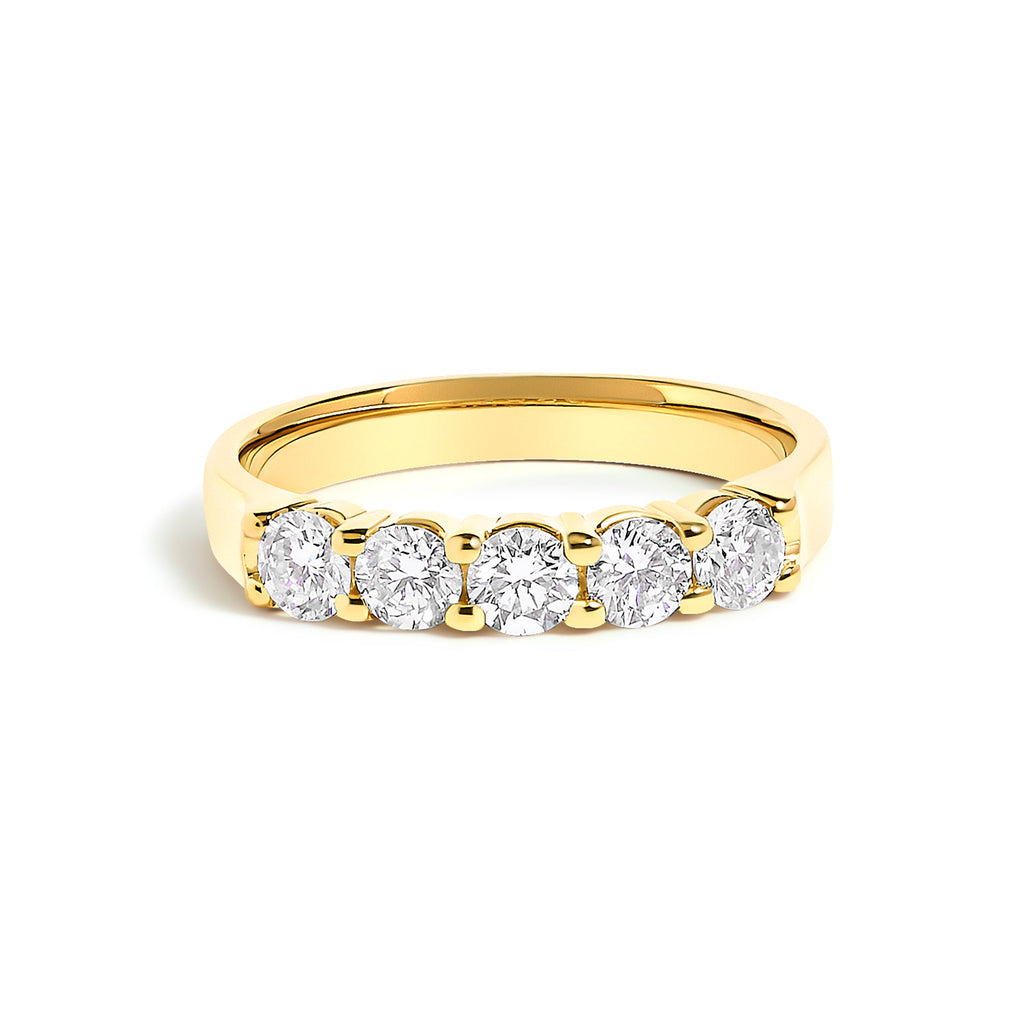 14K White Gold 3/4 Cttw Diamond 5 Stone Band Ring
