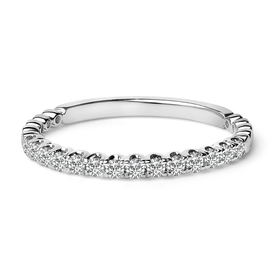 14K White Gold 1/4 Cttw Round Diamond Prong Set Wedding Band