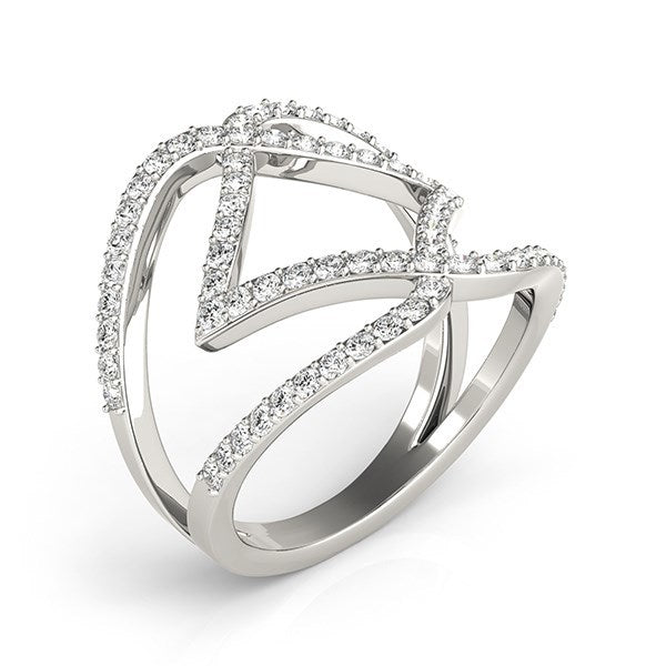 14k White Gold Entwined Design Diamond Dual Band Ring (3/4 ctw)