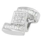 14K White Gold 1 2/5 cttw Princess and Baguette Cut Diamond Zig Zag Pendant Necklace (H-I, SI1-SI2)
