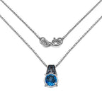 4.94 Carat Genuine Swiss Blue Topaz, Blue Diamond & White Diamond .925 Sterling Silver Pendant