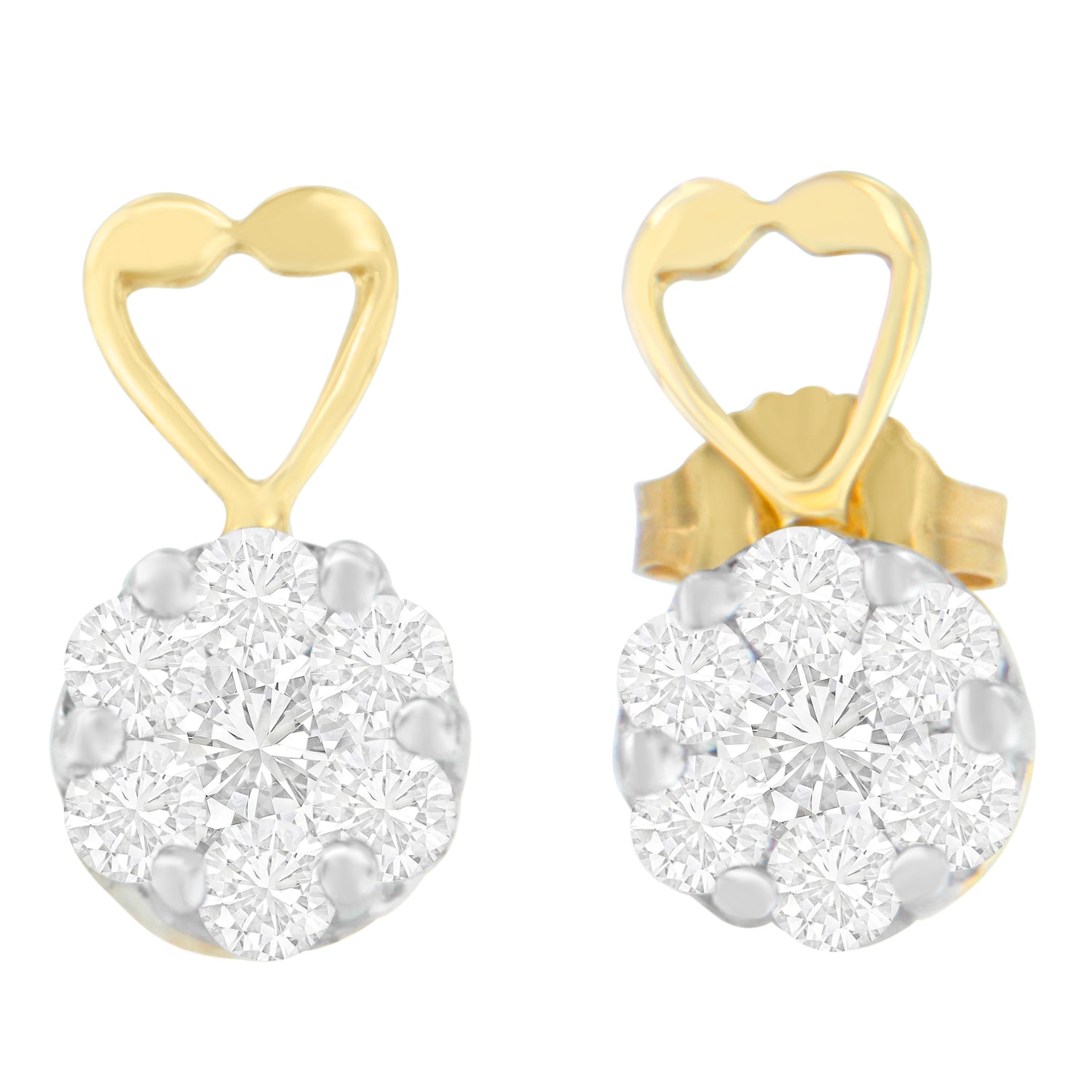 14K Yellow Gold 1 ct. TDW Round-cut Diamond Earrings (I-J,SI2-I1)
