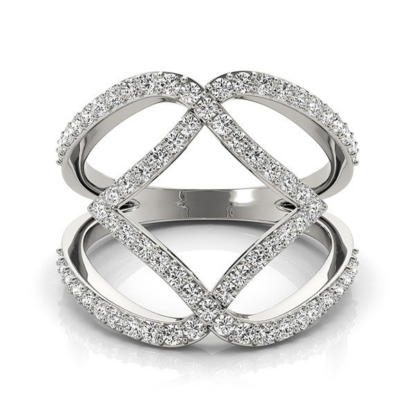14k White Gold Entwined Design Diamond Dual Band Ring (3/4 ctw)