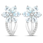 1.54 Carat Genuine Aquamarine and White Topaz .925 Sterling Silver Earrings