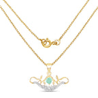 14K Yellow Gold Plated 0.62 Carat Genuine Emerald and White Topaz .925 Sterling Silver Pendant