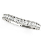14k White Gold Bead Border Curved Diamond Wedding Ring (1/4 ct. t.w.)