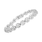 .925 Sterling Silver 1/2 Cttw Diamond Nested Circle Miracle Set Open Wheel 7" Fashion Link Bracelet (I-J Color, I3 Clarity)