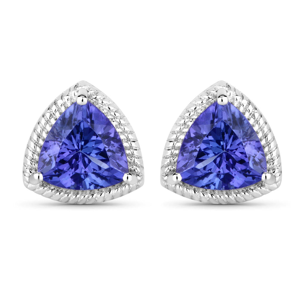 4.24 Carat Genuine Tanzanite 14K White Gold Earrings