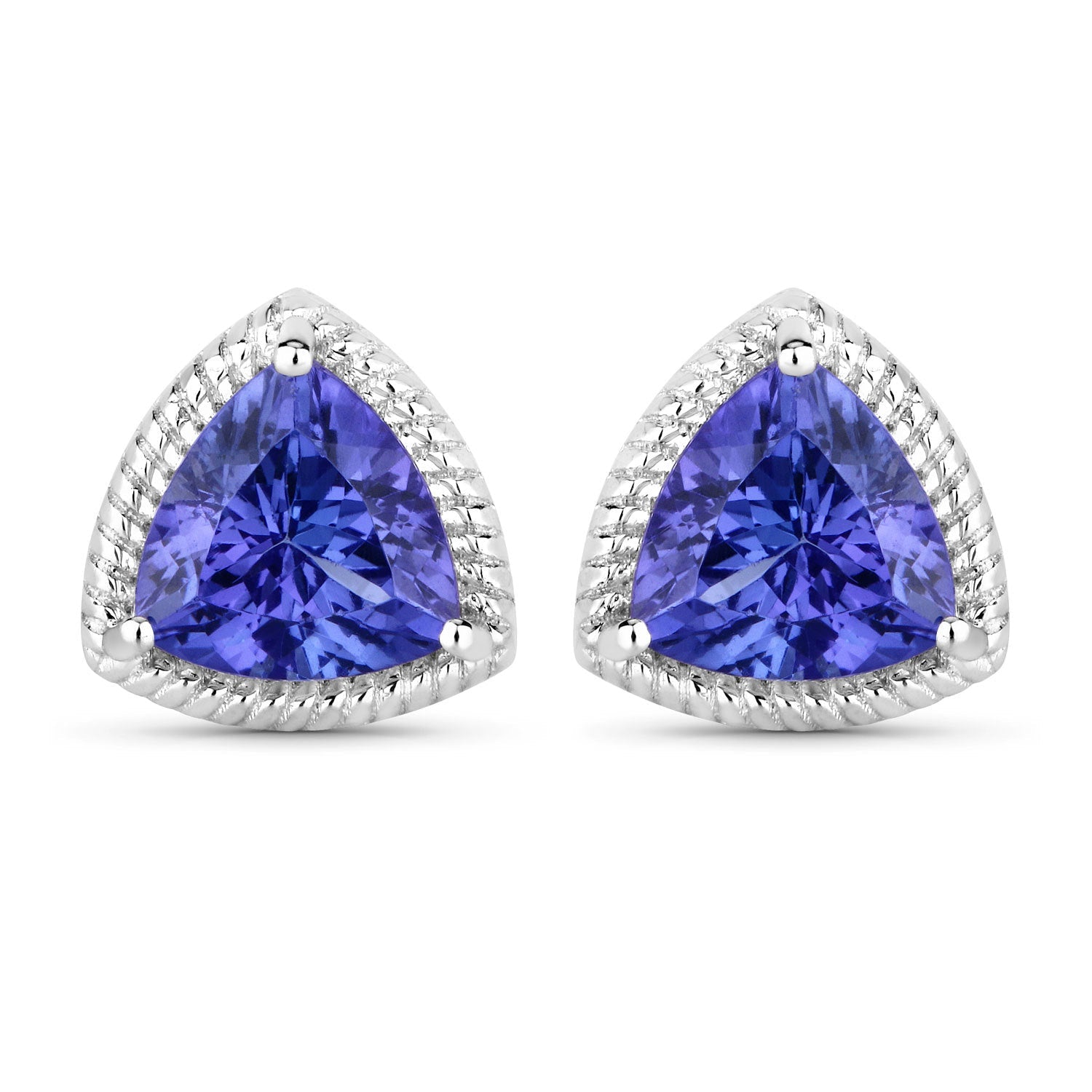 4.24 Carat Genuine Tanzanite 14K White Gold Earrings