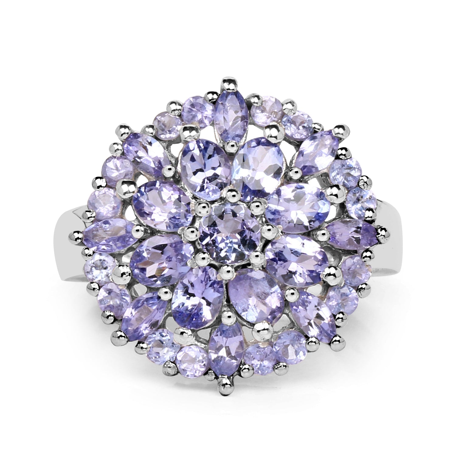 2.79 Carat Genuine Tanzanite .925 Sterling Silver Ring