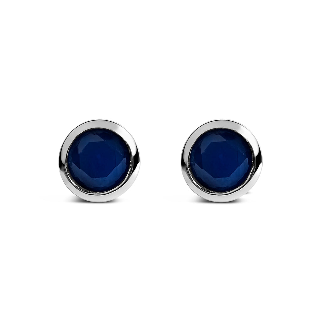 .925 Sterling Silver 6MM Bezel Set Created Purple Amethyst Solitaire Stud Earrings