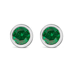 .925 Sterling Silver 6MM Bezel Set Created Purple Amethyst Solitaire Stud Earrings