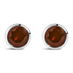 .925 Sterling Silver 6MM Bezel Set Created Purple Amethyst Solitaire Stud Earrings