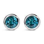 .925 Sterling Silver 6MM Bezel Set Created Purple Amethyst Solitaire Stud Earrings