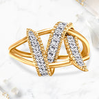 14K Yellow Gold Plated .925 Sterling Silver 1/4 Cttw Diamond Interlocking Bypass Ring (I-J Color, I1-I2 Clarity) - Size 7