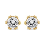 14K White Gold 1/2 Cttw Round Diamond Crown Stud Earring (I-J Color, I1-I2 Clarity)
