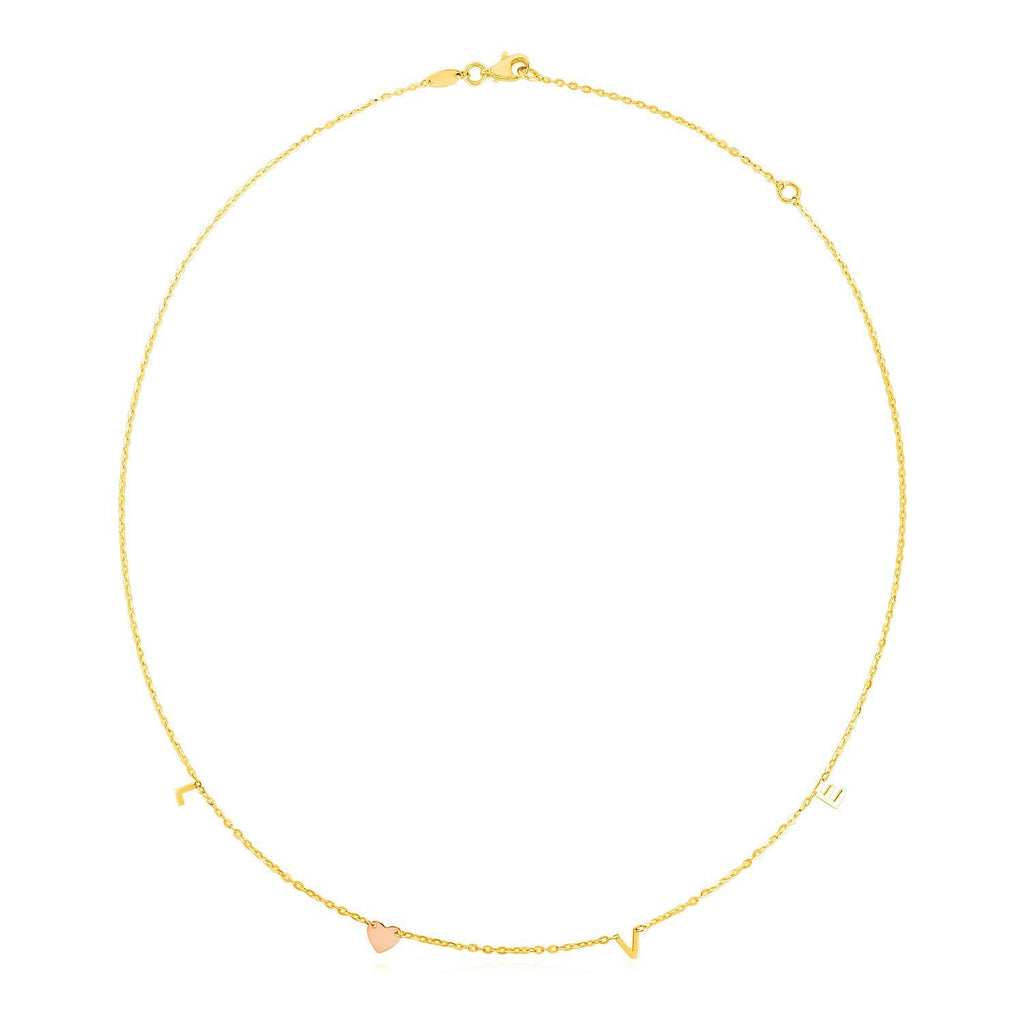 14k Two-Tone Gold Love Necklace