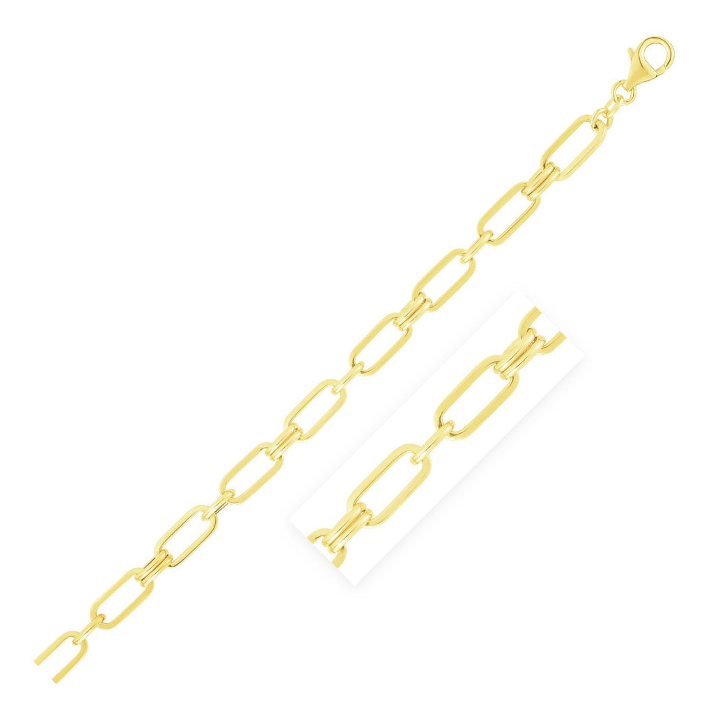14k Yellow Gold High Polish Paperclip Rondelle Link Chain Bracelet