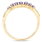 0.76 Carat Genuine Tanzanite and White Diamond 14K Yellow Gold Ring